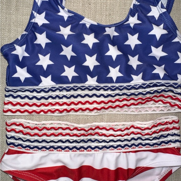 4th of July Red White & Blue Girls swimsuit - Picture 3 of 7